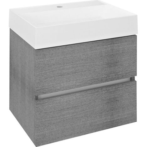 Meuble sous-vasque ODETTA 57x50x43,5cm, chêne argenté (1/4)