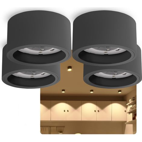 Spot plafond extra plat anthracite Ø95 mm - luminaire intérieur moderne GX53 - design fin discret pour salon cuisine chambre (1/5)