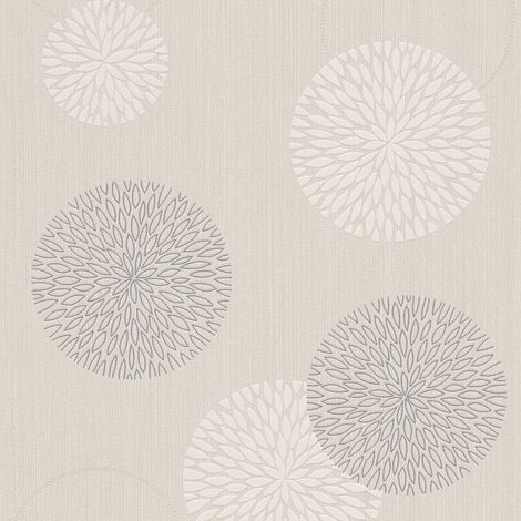 Papel pintado gráfico Profhome 937912 papel pintado no tejido texturado con dibujo gráfico mate beige plata blanco crema 5,33 m2 (1/5)
