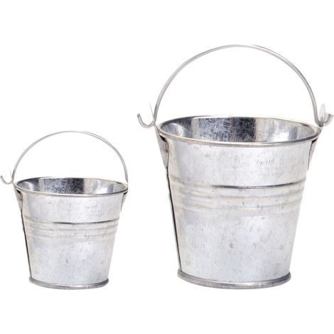 Glorex Eimer aus Metall Ø 6 x 6 cm silber Blumentöpfe & Übertöpfe