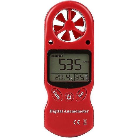 Mini anémomètre/thermomètre/hygromètre LCD 3 en 1, outil de mesure numérique multifonctionnel, rouge, 110 x 45 x 20 mm (1/3)