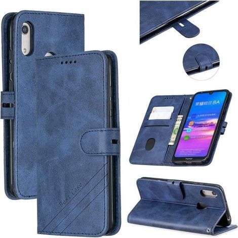 Coque Huawei Y6 2019 - Portefeuille Etui avec Support Antichoc Housse Huawei Y6 2019 (6.09\") - Bleu-Ywey
