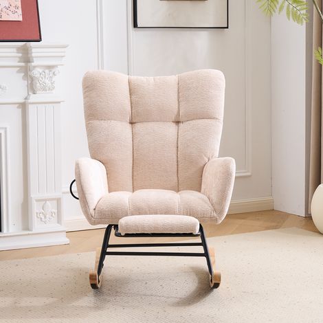 Fauteuil à bascule pour chambre d'enfant avec airbag, fauteuil de lecture à bascule confortable pour chambre d'enfant, fauteuils à bascule rembourrés confortables avec dossier haut pour salon, chambre (1/5)