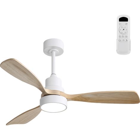 CHICFURN Ventilador de techo con luz LED, 52 pulgadas, motor DC reversible, mando a distancia, 3 temperaturas de color, blanco, para salón y dormitorio (1/5)
