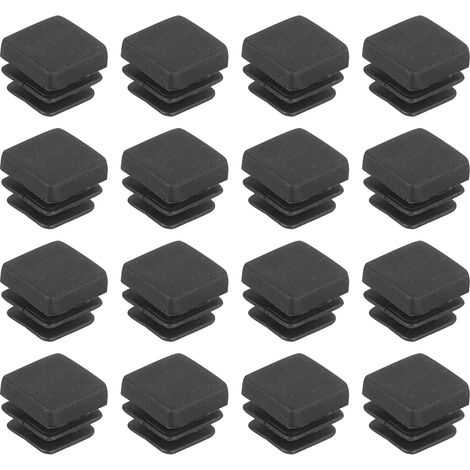 36 embouts carrés en plastique noir 0,39" x 0,39" pour tubes diamètre intérieur 9 mm – protection pieds de meubles et chaises