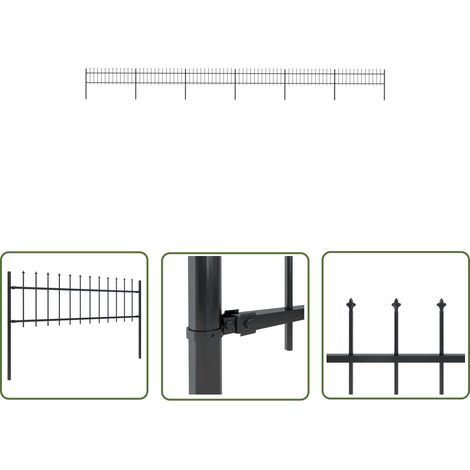 The Living Store Gartenzaun mit Speerspitzen Stahl 10,2 x 0,6 m Schwarz - Gartenzaun - Stahlezaunt - Metallzaun - Zaun Schwarz - Zierzaun (1/5)