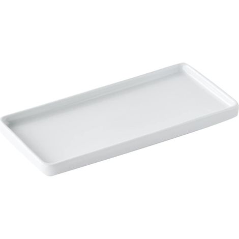 Plateau rectangulaire en céramique blanche - Organiseur de salle de bain pour cosmétiques, bijoux, savon, dentifrice et bâtonnets de soie dentaire - pour évier de cuisine, plan (1/5)