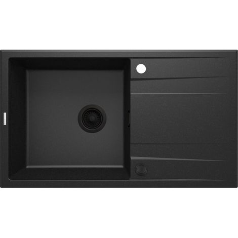 Einbauspülbecken Schwarz eckig in Granitoptik beidseitig montierbar (1/3)
