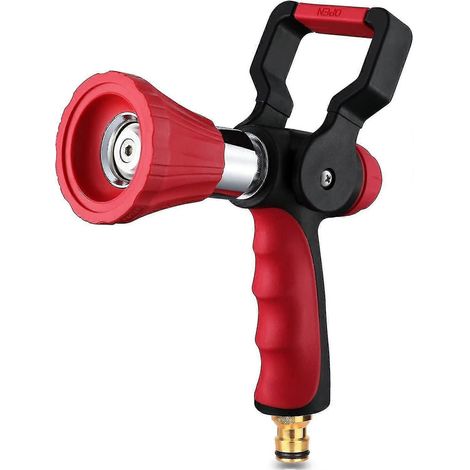 High Pressure Firefighter Spray Nozzle Heavy Duty Metal Hose Spray Gun With Slip Ergonomic Grip And Lever Handle Adjustable Hose Gun For Lawn Garden W (1/4)