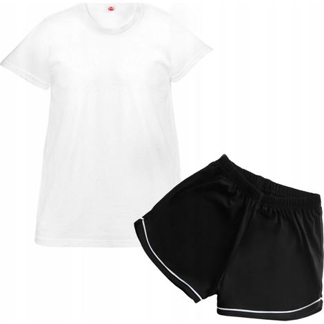 Tenue de sport pour filles, ensemble short noir et chemisier blanc. Ensemble de sport 140 pour filles, ensemble short noir et chemisier blanc.