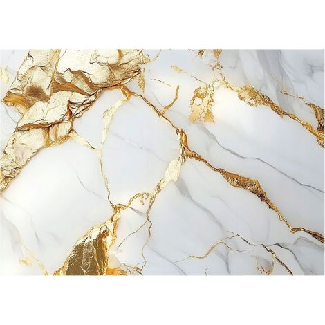 Papier peint mural marbre blanc doré glamour intissé grand format design intérieur salon chambre pas cher 400x280 cm (1/5)