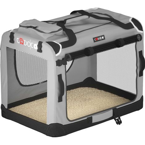 Dog carrier grey fabric medium 60x42x44cm folding