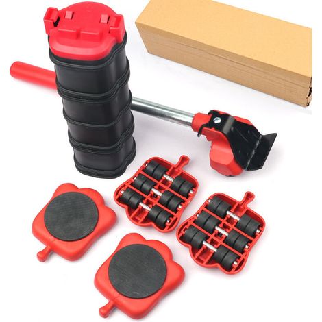 Lntyq Le Lève et Glisseurs Meubles Innovants pour Meubles Lourds, avec Contrôle de la Hauteur, Permettent de Déplacer Facilement Les Objets Lourds sur Les Planchers en Bois Dur et Les Tapis (rouge) (1/5)