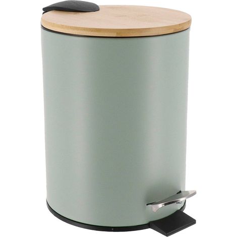 Papelera metálica drop-brake 3l - bambú verde pastel - Tendance