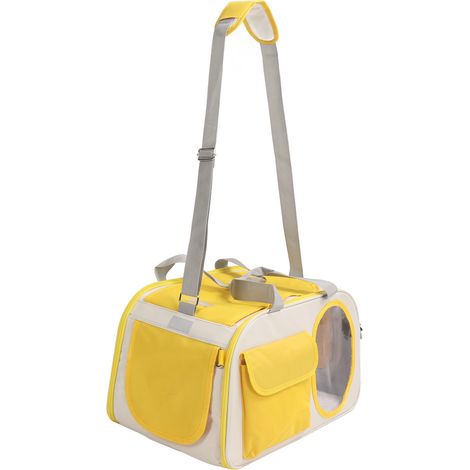 Sac de transport pour chat grande capacité en tissu Oxford respirant, souple et portable, idéal pour les voyages en extérieur (jaune) (1/5)
