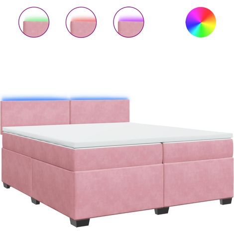 Maison Exclusive - Cama box spring con colchón terciopelo rosa 20
