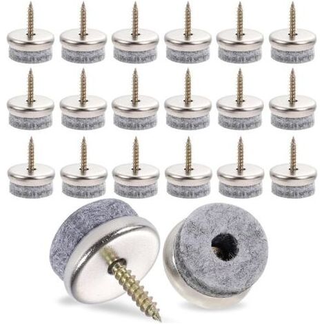 32 Pièces Patin Chaise Feutre, 28mm Tampon Chaise a Visser Patin en Feutre avec Vis pour Chaise Meuble Carrelage en Céramique (Gris) (1/5)