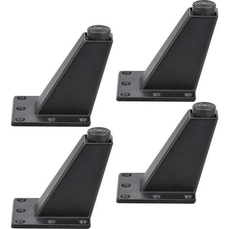 Lot de 4 pieds de meuble réglables noirs – Alliage d'aluminium – Faciles à installer – Pour tables, armoires, étagères (1/3)