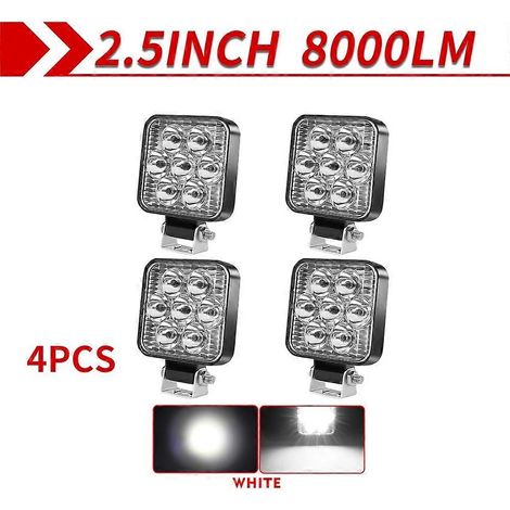 Phare de travail LED CO LIGHT, phare antibrouillard avant LED 12V 24V pour camion, SUV, 4x4, 4WD, phares de chantier, phare rond LED tout-terrain 5D, lot de 4 (0,298) (1/5)
