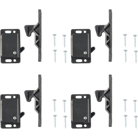 Set mit 4 Schranktürriegeln und 16 Schrauben für Wohnmobile, Wohnwagen und anderes Schrankzubehör, einschließlich Schiebetüren, für den Einsatz in Haus und Küche, schwarz