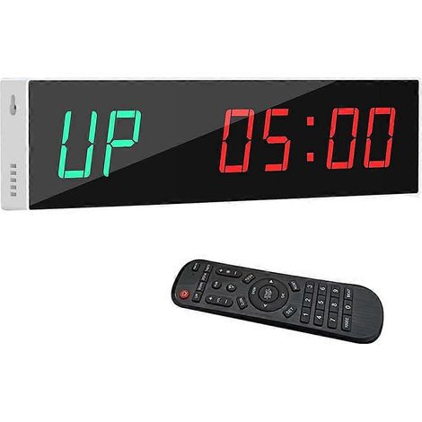 Grand minuteur numérique pour salle de sport, horloge murale avec télécommande, minuteur d'intervalles, 9 modes personnalisés, compte à rebours/chronomètre (1/5)