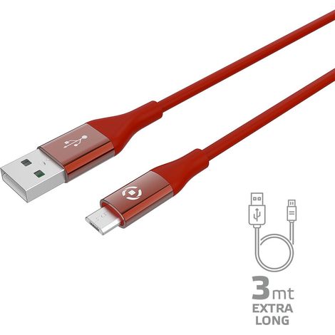 12W USB-A TO MICROUSB CABLE 3M RED (1/5)