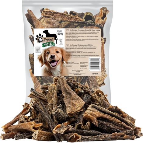 Eine Delikatesse, ein natürlicher Kausnack für Hunde: Mr. Pretzel Getrockneter Rinderpansen 1 kg
