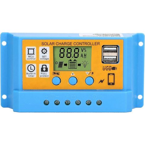 Solarladeregler mit Digitalanzeige, intelligenter Batterieregler für 12 V und 24 V