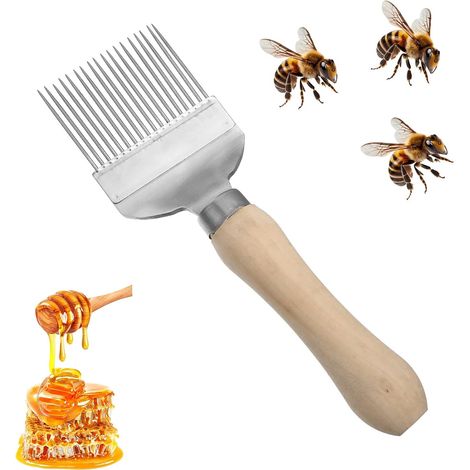 CSPARKV Tenedor para miel, Tenedor de apicultura de acero inoxidable con mango, Raspador de miel, Pala para miel de apicultura, Panal de miel, Accesorios para equipos de apicultura Herramienta de apic (1/5)