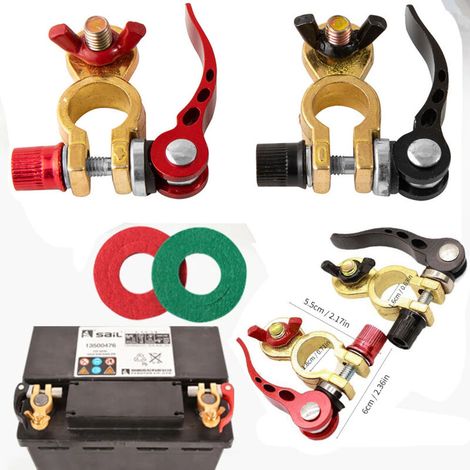 Produkt: Schnellverriegelungs-Batterieverbinder aus reinem Kupfer, Schnellanschluss-Batterieklemme, Clip für positive und negative Batteriepole. (1/4)