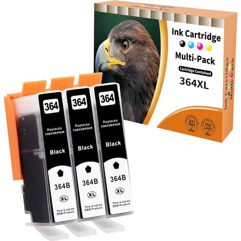 Cartouche d'encre compatible noire 364 XL pour HP 364XL pour HP Photosmart 5510 5514 5515 5520 5522 5524 6510 6520 6525 7510 7520 DESKJET 3070A 35222OFFICEJET ET 46200 4622 (lot de 3) (1/5)