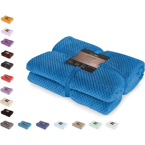 DecoKing Henry, Morbida Coperta in Microfibra/Pile, Coperta da Giorno, da Salotto, in Stile scandinavo, Poliestere, Blu Scuro, 150 x 200 cm (1/4)