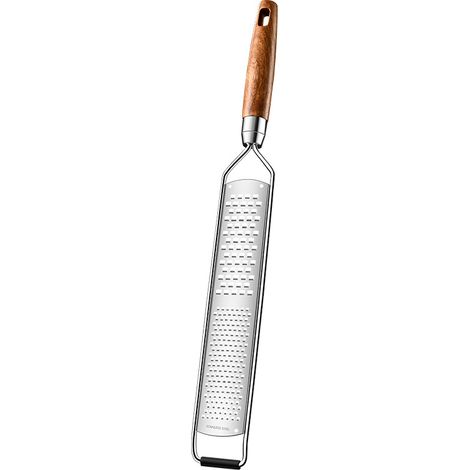 Râpe à fromage en acier inoxydable 304 avec manche en bois de palissandre, râpe fine pour citron, zeste, fromage à pâte dure, dimensions 390 × 45 mm (1/5)