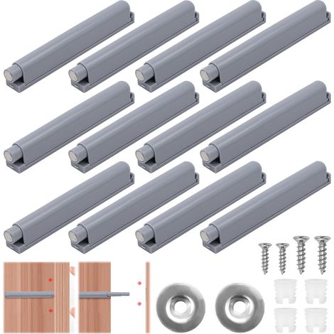 Poussoir Porte Placard Push to Open, Lot de 12 Ouvertures à Pression pour Meubles sans Poignées, Loquet Magnétique pour Porte de Cuisine et Armoire (1/5)