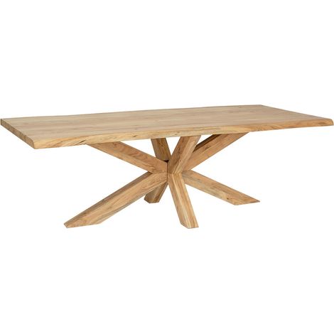 Mesa de comedor de madera de acacia, color natural 240x100x77h cm (1/4)
