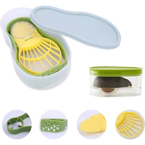 Ensemble d'outils pour avocats 5 en 1 - Comprend un coupe-avocat, une trancheuse, un couteau de sécurité, un récipient de rangement, une pelle et un presse-purée. (1/5)