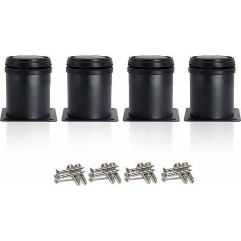 4 pieds de meuble noirs de 50 mm, réglables en hauteur de 0 à 15 mm avec des vis en acier inoxydable (1/5)