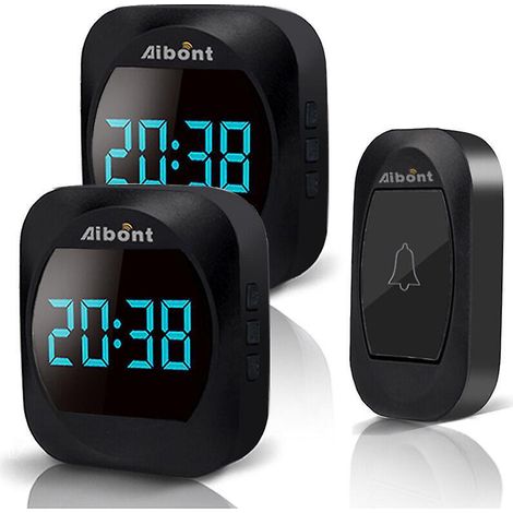 une Pice Sans Piles] Cloche Radio Avec Indicateur De Temprature Led, Kit De Cloche Lectronique Tanche Avec 2 Rcepteurs Enfichables, Porte De 150 M (1/5)
