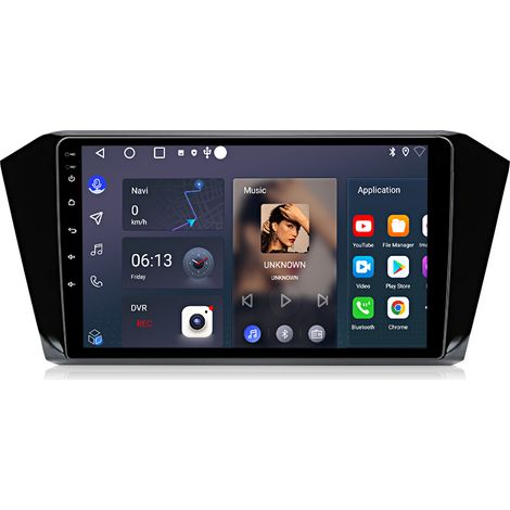 Hexinex Autoradio Android 15 de 10 pouces 2 Go + 64 Go avec carPlay GPS RDS FM commandes au volant et Wi-Fi pour VW Passat B8 2018–2021