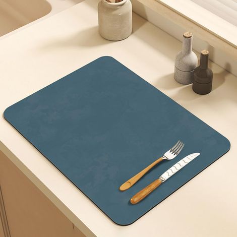 Tapis Egouttoir Vaisselle, Absorbant Vaisselle pour Comptoirs de Restaurant Cuisine Bar Café, Couleur Unie (Bleu,40x70x3,5cm) Bleu 40x70x3,5cm'Bleu 40x70x3,5cm'Bleu'40x70x3,5cm