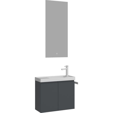 Waschtisch-Set mit Spiegel (2-teilig) "Ferla 60" – 60 x 22 x 50 cm – Anthrazit matt (1/3)