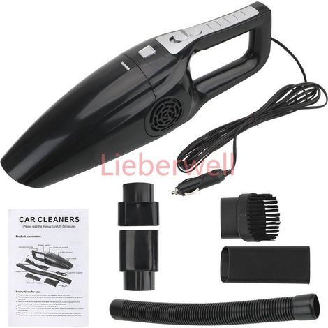 Mini aspirateur de voiture portable à double usage, aspirateur à forte aspiration, injuste, déterminer, support et sec, 12V, 120W,noir (1/5)