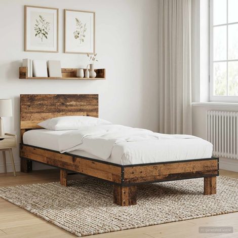 Estructura de cama con cabecero Madera envejecida 80 x 200 cm (1/5)