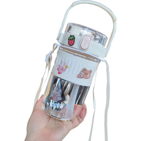 Gourde avec Paille pour Enfants, Portable avec Bretelle et Porte-Téléphone pour École, Sport, Voyage (1/5)