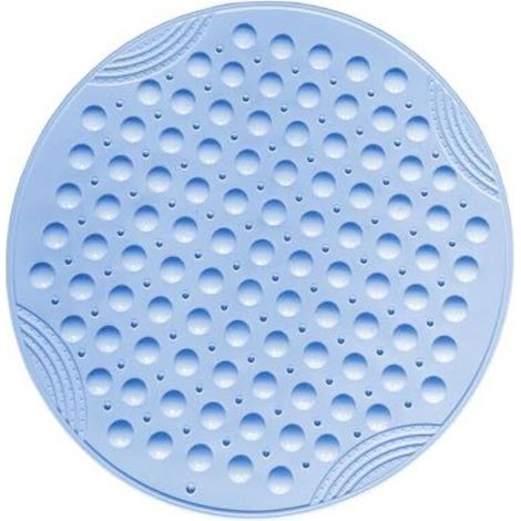 Tapis de Douche antidérapant Rond Tapis de Douche antidérapant avec ventouses Lavable en Machine Tapis Douche,Bleu (1/4)