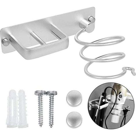 [JAMAIS UTILISÉ]Porte Sèche Cheveux, Fer à Lisser Support de Porte Sèche Cheveux Mural en Aluminium, avec Range-câbles pour Ranger Le sèche-Cheveux, Le lisseur, Les brosses à Cheveux et Plus (1)