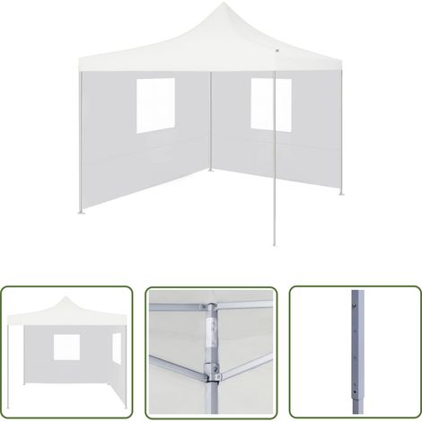 Tente de jardin - vidaXL Tente de réception pliable avec 2 parois 3x3 m Acier Blanc - Tente de mariage (1/5)