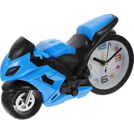 Ornement d'horloge miniature réaliste en forme de moto, modèle réduit de moto, horloge de bureau, bleue. (1/4)