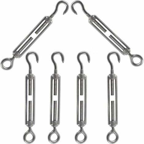 Tenditore per cavi M5 con gancio e occhiello in acciaio inossidabile 304 Tenditore per cavi regolabile utilizzato per tendere il filo d'acciaio Antenna Catena per stendibiancheria 6 pezzi