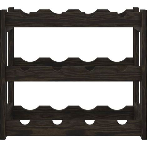 Étagère à Vin en Bois de Pin Massif, Porte-Bouteilles pour 12 Bouteilles, Noir, Structure Robuste et Stable (1/5)